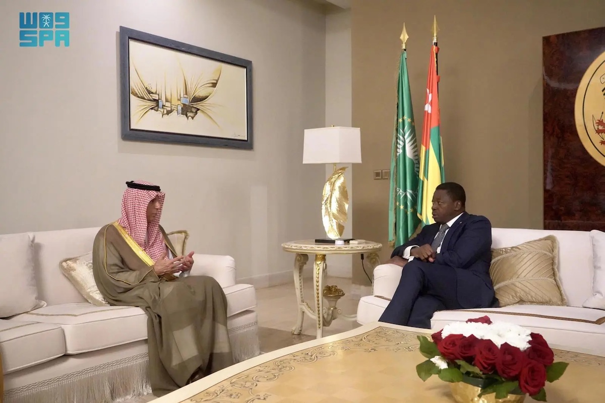 President of Togo Faure Gnassingbe and Saudi Minister of State for Foreign Affairs Adel Al-Jubeir. (SPA)
