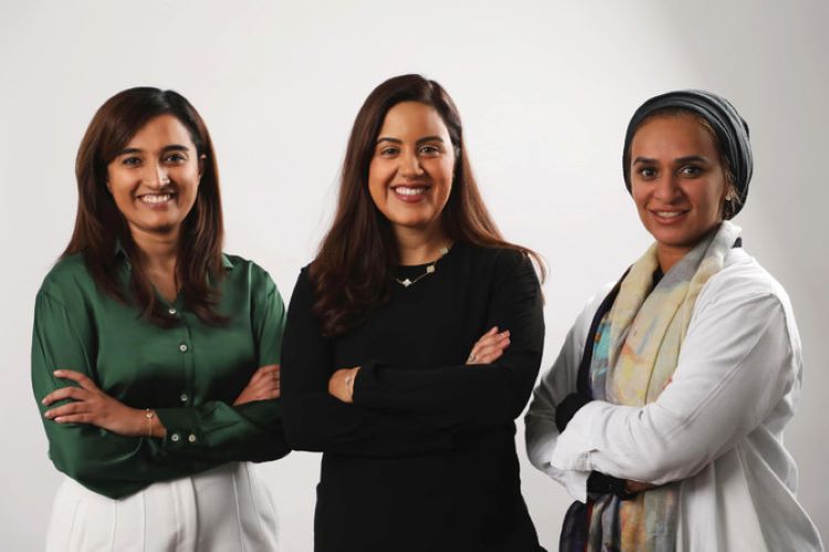 Shreya Rammohan, co-founder and CMO Playbook, left, Wafa Al-Obaidat, founder and CEO Paybook, center, and Ismahan Al-Saad, co-founder and COO Playbook. (Supplied)