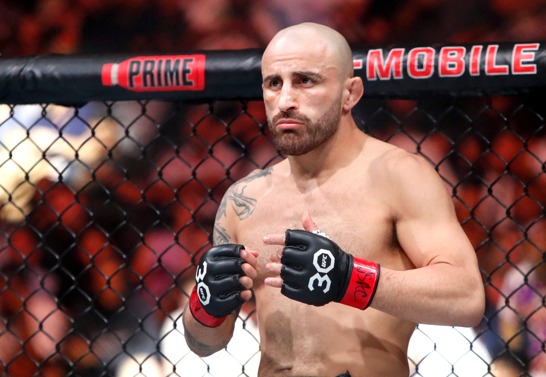 UFC featherweight champion Alexander Volkanovski prepares for his fight against interim champion Yair Rodriguez during UFC 290. (File/AFP)