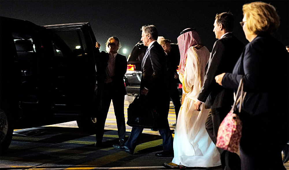 US Secretary of State Antony Blinken arrived in the Saudi capital for talks on Friday. (AFP)
