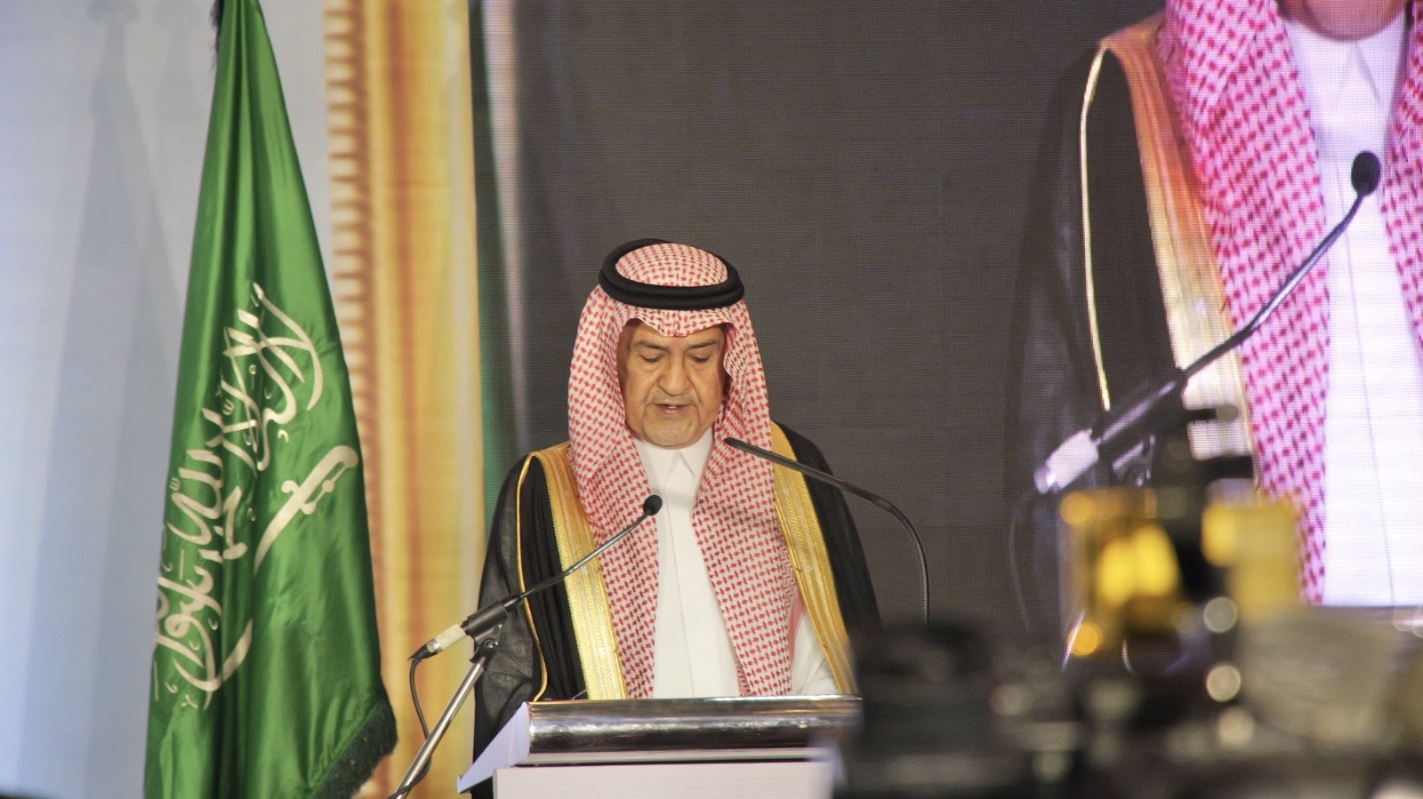 The Saudi Ambassador to the Philippines, Hisham bin Sultan Al-Qahtani, addresses the audience during Saudi National Day celebrations in Manila. (Supplied)