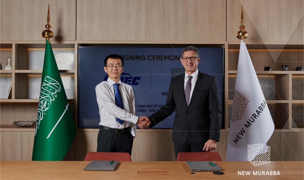 Sabah Barakat, the acting CEO of NMDC, and Qiao Yongli, the branch general manager of CHEC, signed the contract. Photo/Supplied