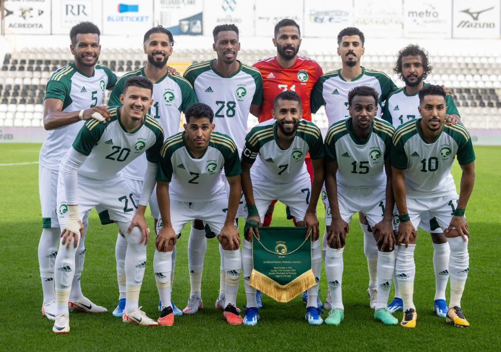 The Saudi starting XI that lost 3-1 to Mali in Portugal. (Twitter/@SaudiNT_EN)