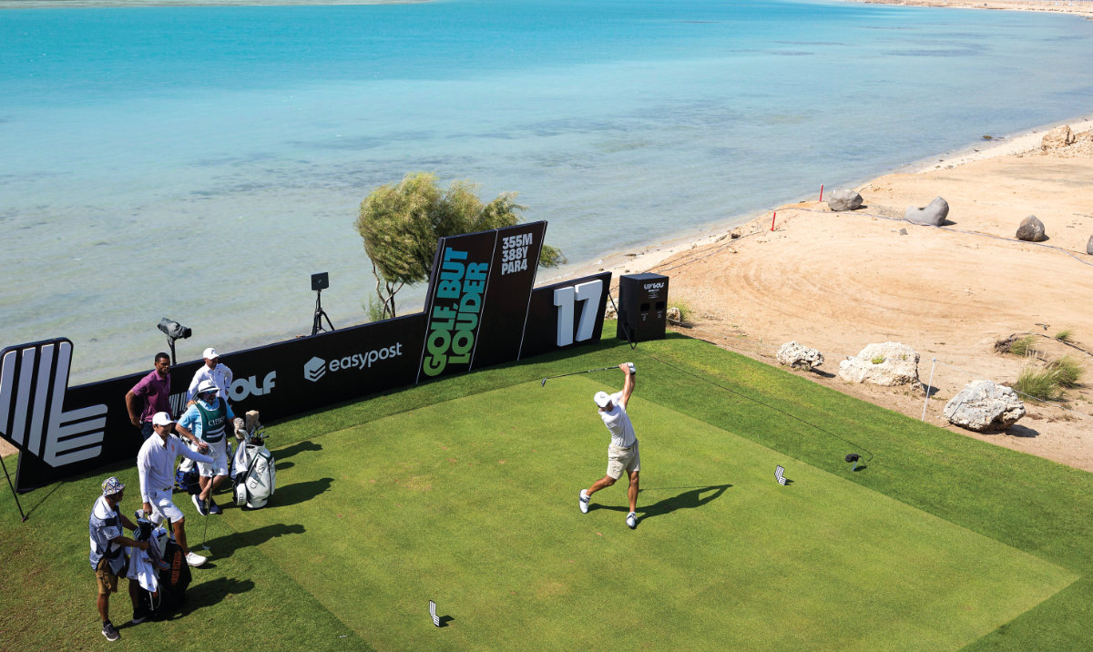 Captain Martin Kaymer of Cleeks GC hits his shot during LIV Golf Jeddah.