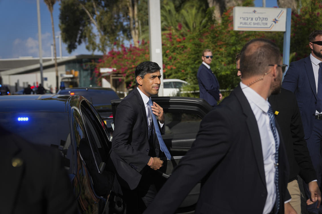 British Prime Minister Rishi Sunak was the latest Western leader to visit Jerusalem on Thursday to show support for Israel. (File/AP)