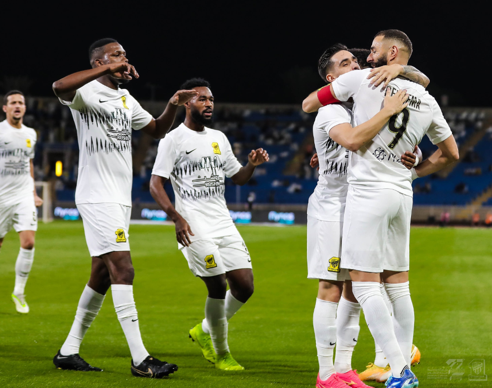 Karim Benzema grabbed the headlines on Friday but Al-Ittihad and Al-Taawoun shared the points with a 1-1 draw in this top of-the-table clash in the Roshn Saudi League. (X/@ittihad)