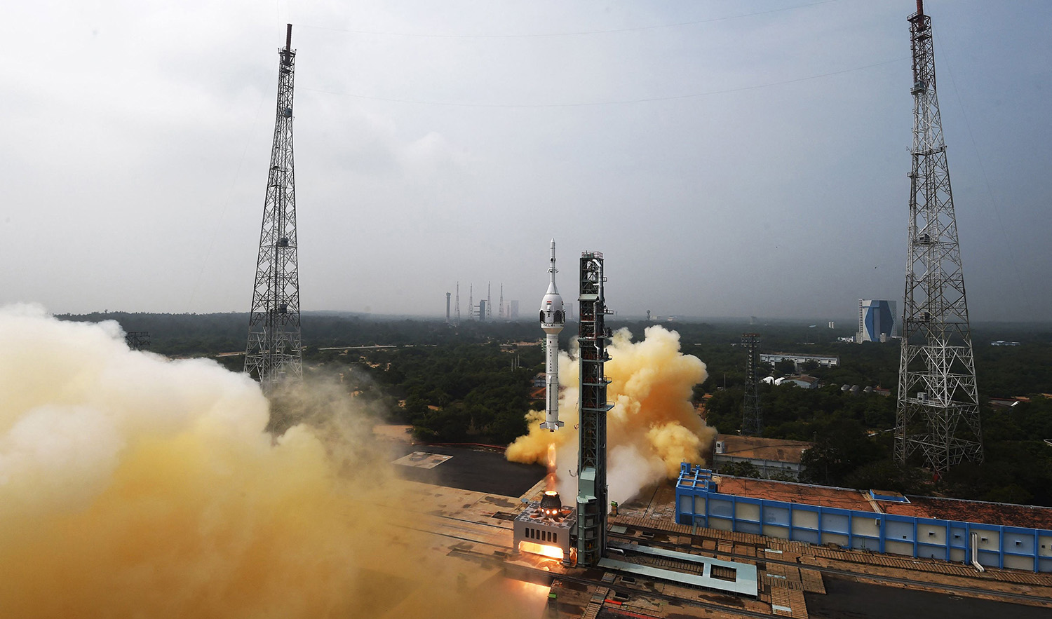 This handout photo taken and released by Indian Space Research Organisation (ISRO) on October 21, 2023, shows the lift-off of the Gaganyaan Test Vehicle (TV) from the Satish Dhawan Space Centre in Sriharikota, an island off the coast of southern Andhra Pradesh state. (AFP via ISRO)