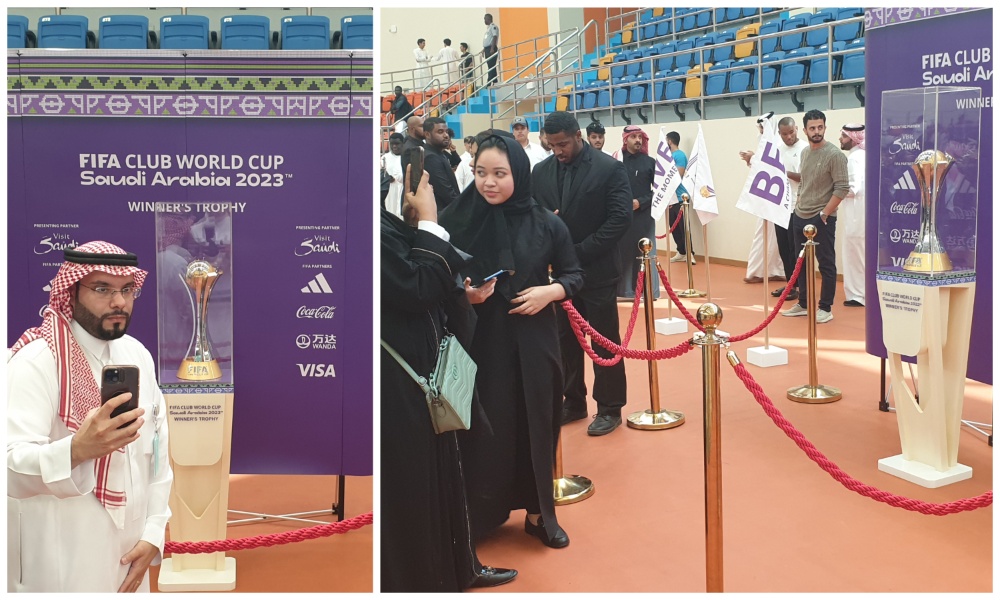 Saudi football fans had the chance to view the FIFA Club World Cup trophy ahead of the competition in December when the tournament’s roadshow kicked off on Monday at the Sports Village at King Abdulaziz University. (AN Photo)
