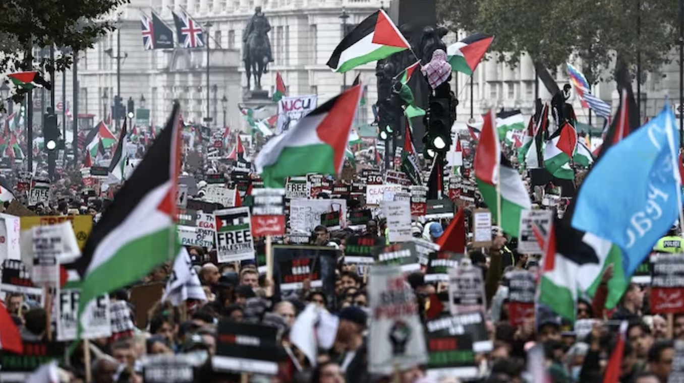 The term has caused controversy after protestors were filmed chanting it at a demonstration in central London on Saturday. (AFP)