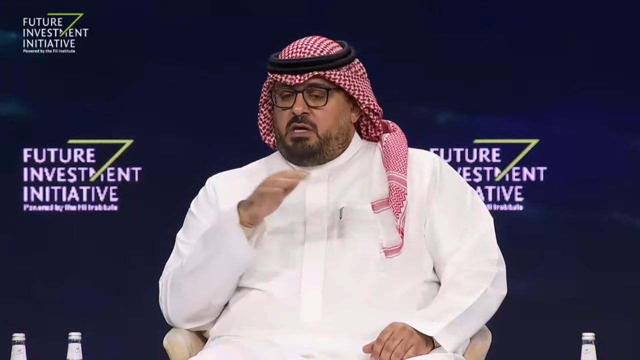 Saudi Economy and Planning Minister Faisal Al-Ibrahim speaks at the Future Investment Initiative in Riyadh on Tuesday.