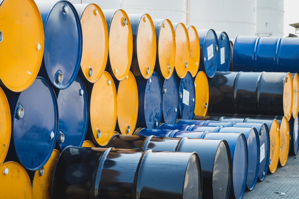 Brent crude futures dropped 28 cents, or 0.3 percent, to $87.79 a barrel as of 9:27 a.m. Saudi time. Shutterstock.