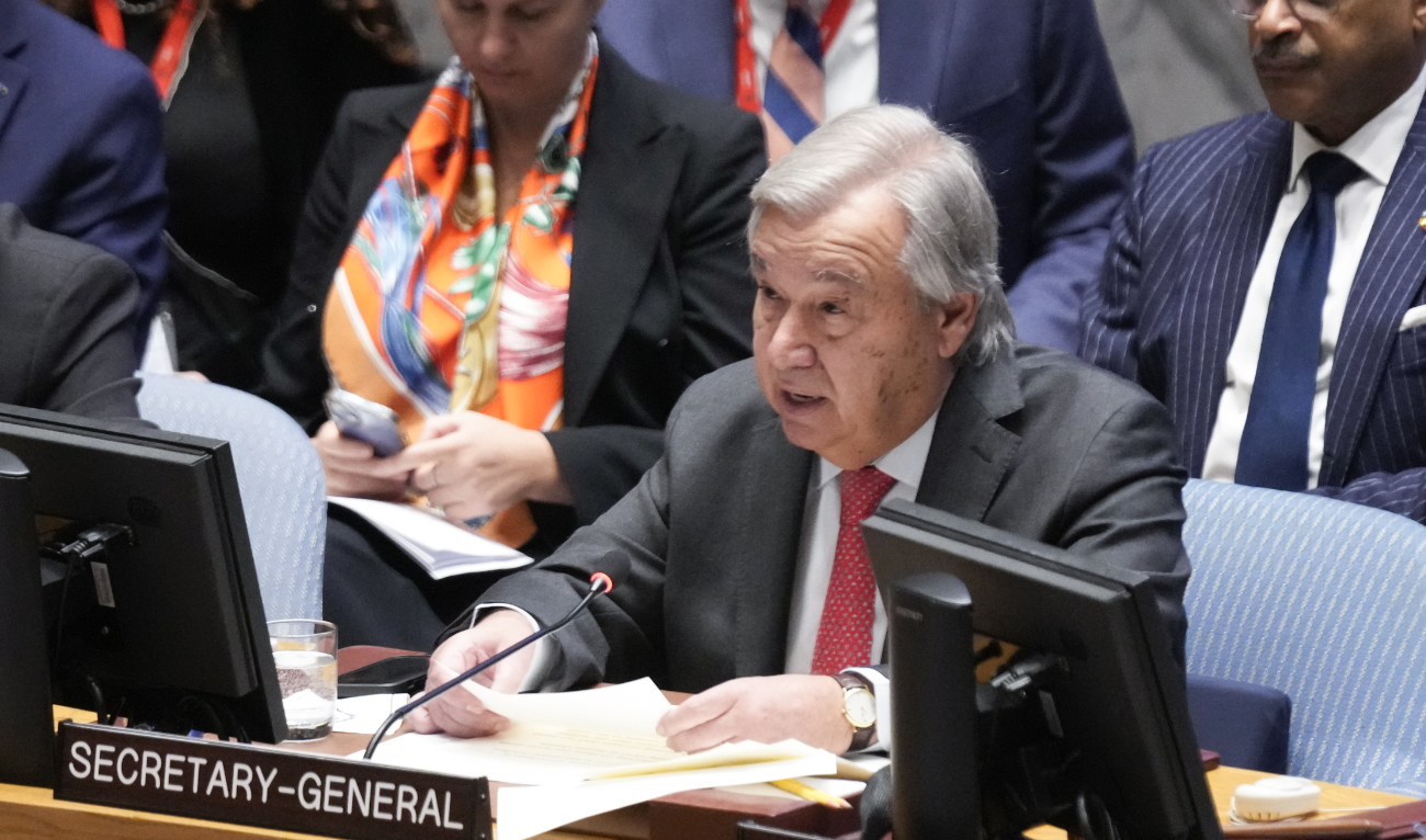 United Nations Secretary-General Antonio Guterres speaks during a Security Council meeting at United Nations headquarters, Tuesday, Oct. 24, 2023. (AP)