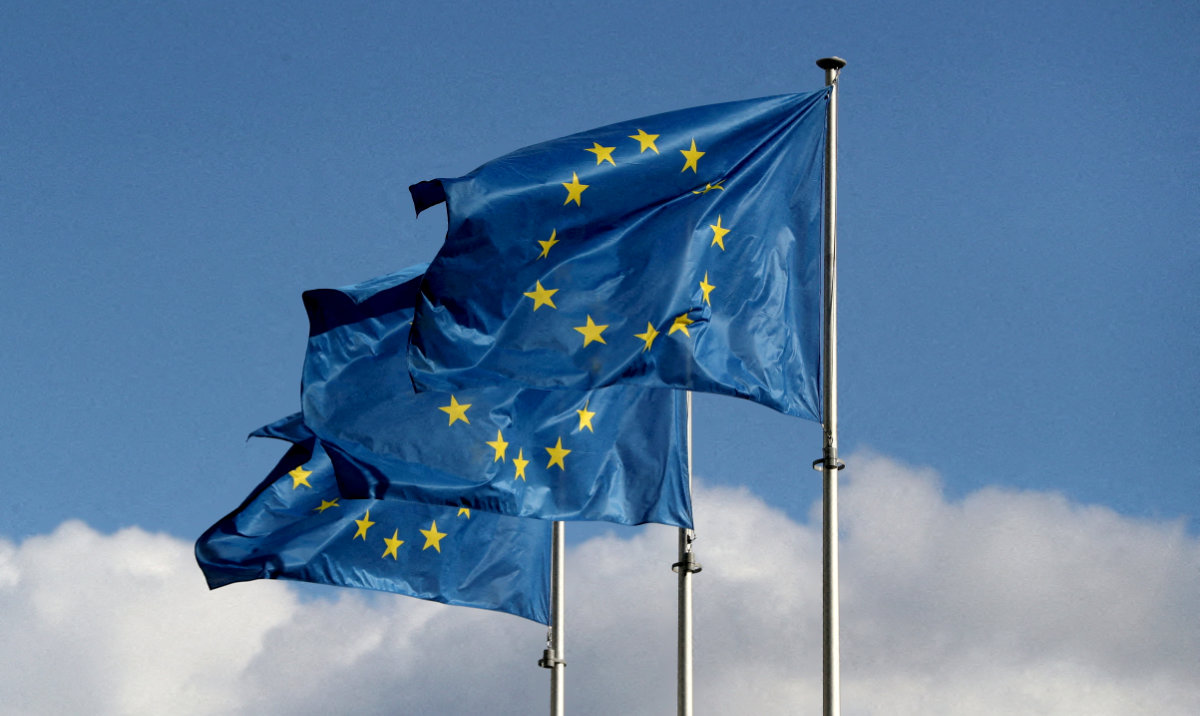 European Union flags fly outside the EU Commission headquarters in Brussels, Belgium. (Reuters/File)