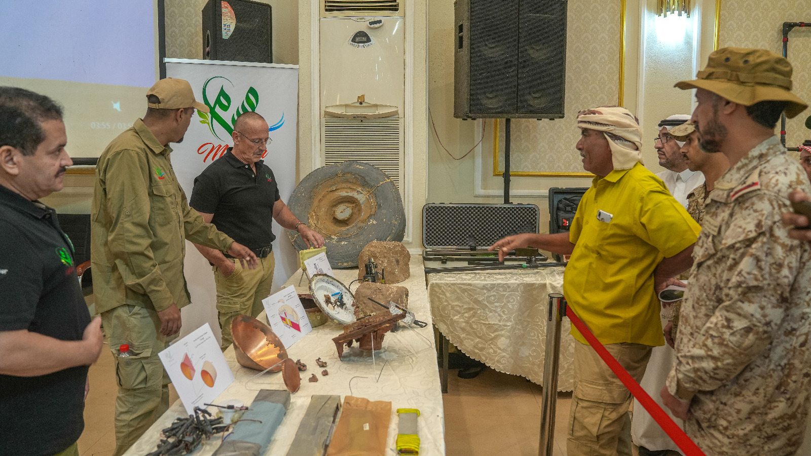 Masam, a Saudi project to clear landmines in Yemen, launched a photography exhibition on Thursday in Aden. (Masam)