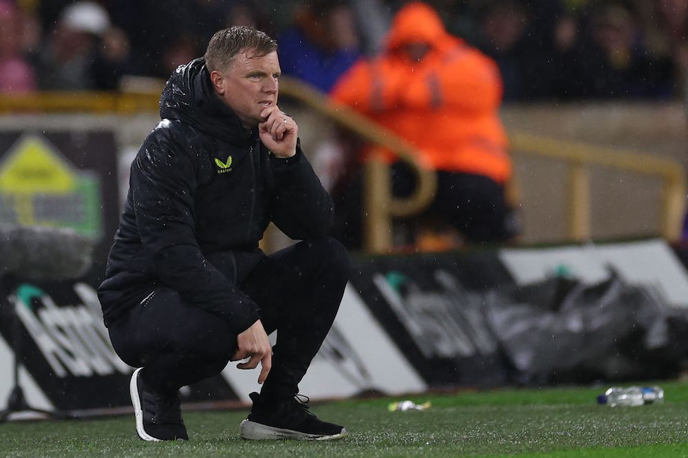 Newcastle United's English head coach Eddie Howe looks on during the English Premier League football match between Wolverhampton Wanderers and Newcastle United at Molineux. (AFP)