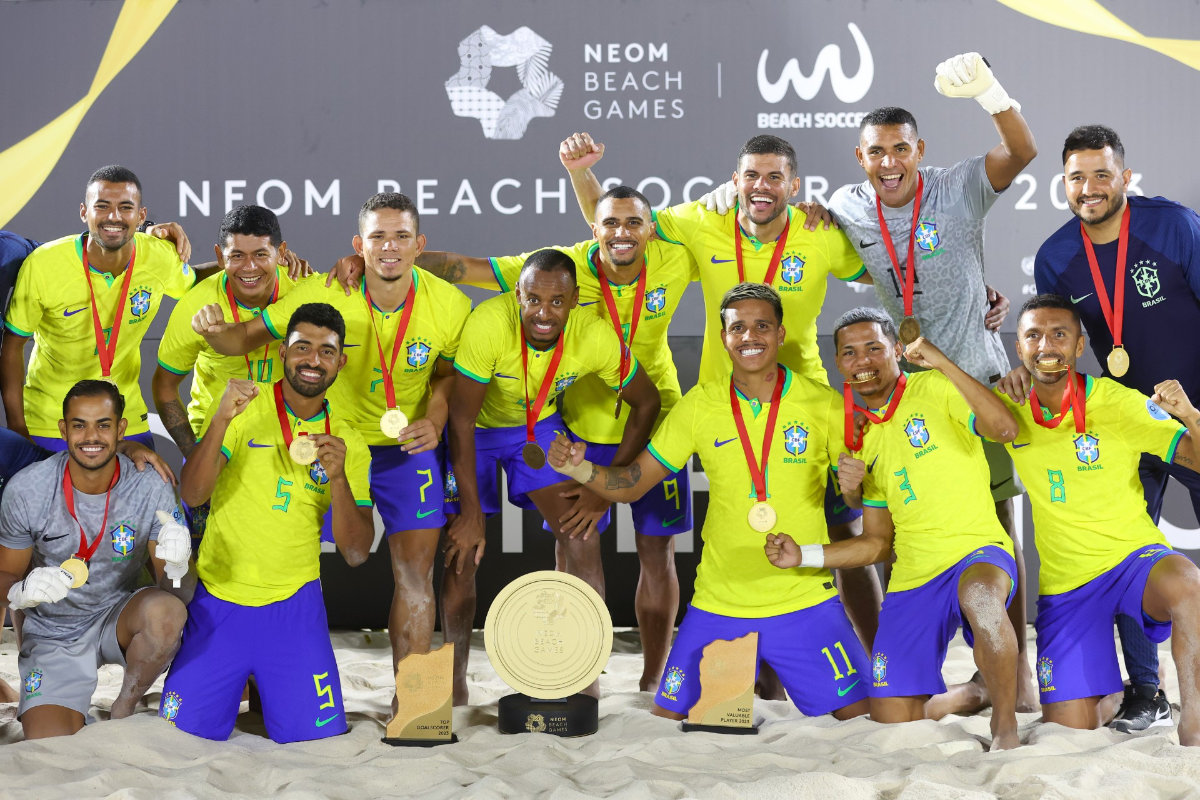 Brazil's team went undefeated in the tournament, capturing the NEOM Beach Soccer Championship title for the second year in a row. (AN photo by Saleh Fareed)