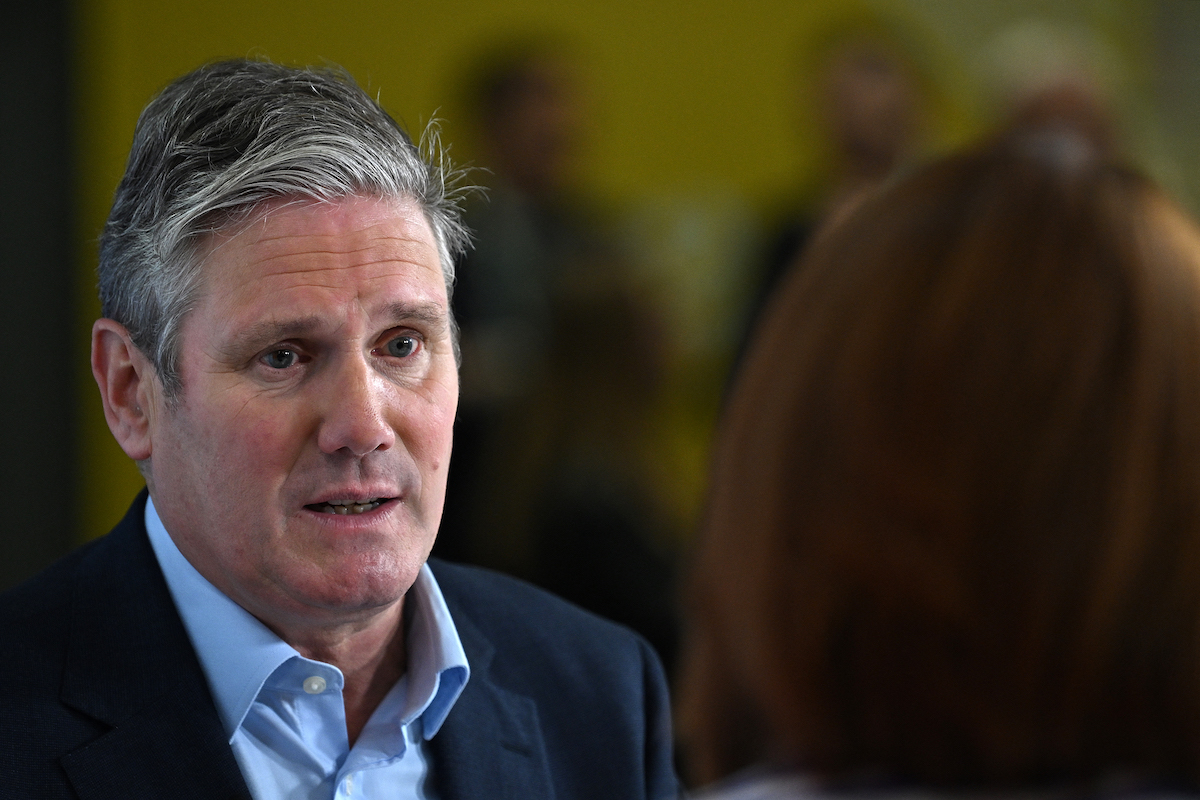 Britain's main opposition Labour Party leader Keir Starmer speaks during an interview with Sky News. (File/AFP)