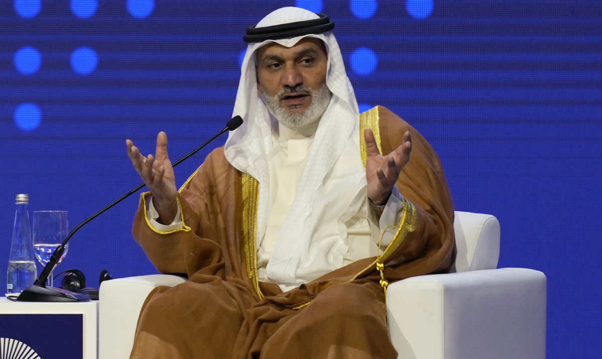 OPEC Secretary-General Haitham Al-Ghais talks during the ADIPEC, Oil and Energy exhibition and conference in Abu Dhabi. (AP)