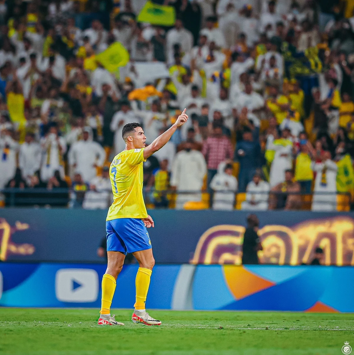 Cristiano Ronaldo celebrates scoring against Istiklol in Al-Nassr's AFC Champions League win. (Al-Nassr)