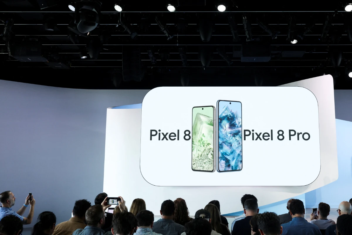 People photograph at the launch of the new Pixel 8 and Pixel 8 Pro Phones in New York City on October 4, 2023. (REUTERS)