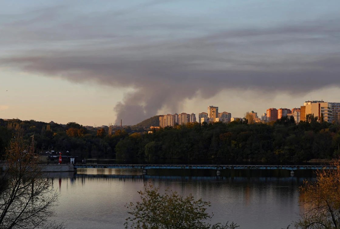 Smoke rises from the area in the direction of Avdiivka in the course of Russia-Ukraine conflict, as seen from Donetsk, Russian-controlled Ukraine, on Oct. 11, 2023. (Reuters)