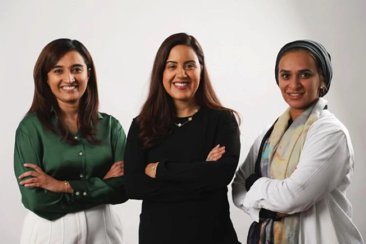 Shreya Rammohan, co-founder and CMO Playbook, left, Wafa Al-Obaidat, founder and CEO Paybook, center, and Ismahan Al-Saad, co-founder and COO Playbook. (Supplied)