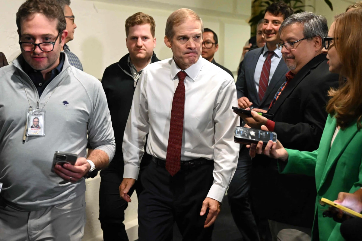 US Representative Jim Jordan arrives for a GOP caucus meeting at the US Capitol in Washington D.C. on October 16, 2023. (AFP)