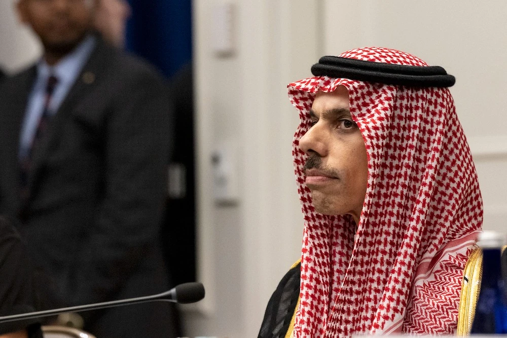 Saudi foreign minister Prince Faisal bin Farhan reiterated the need to stop military operations in Gaza and lift the siege off civilians. (File/AFP)