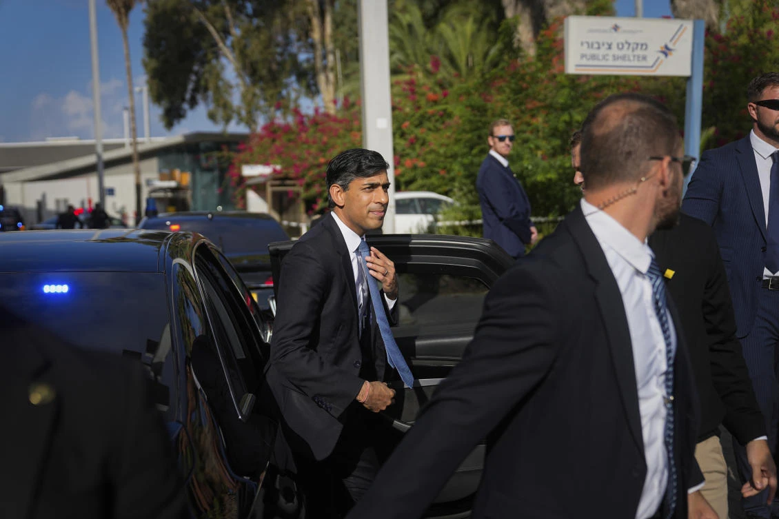 British Prime Minister Rishi Sunak was the latest Western leader to visit Jerusalem on Thursday to show support for Israel. (File/AP)