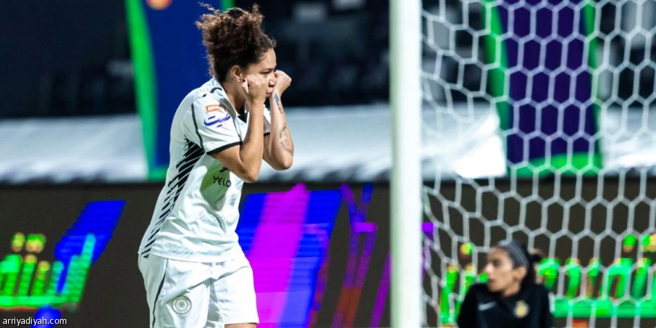 Venezuelan international Oriana Altuve celebrates scoring for Al-Shabab against Al-Nassr (WPL)