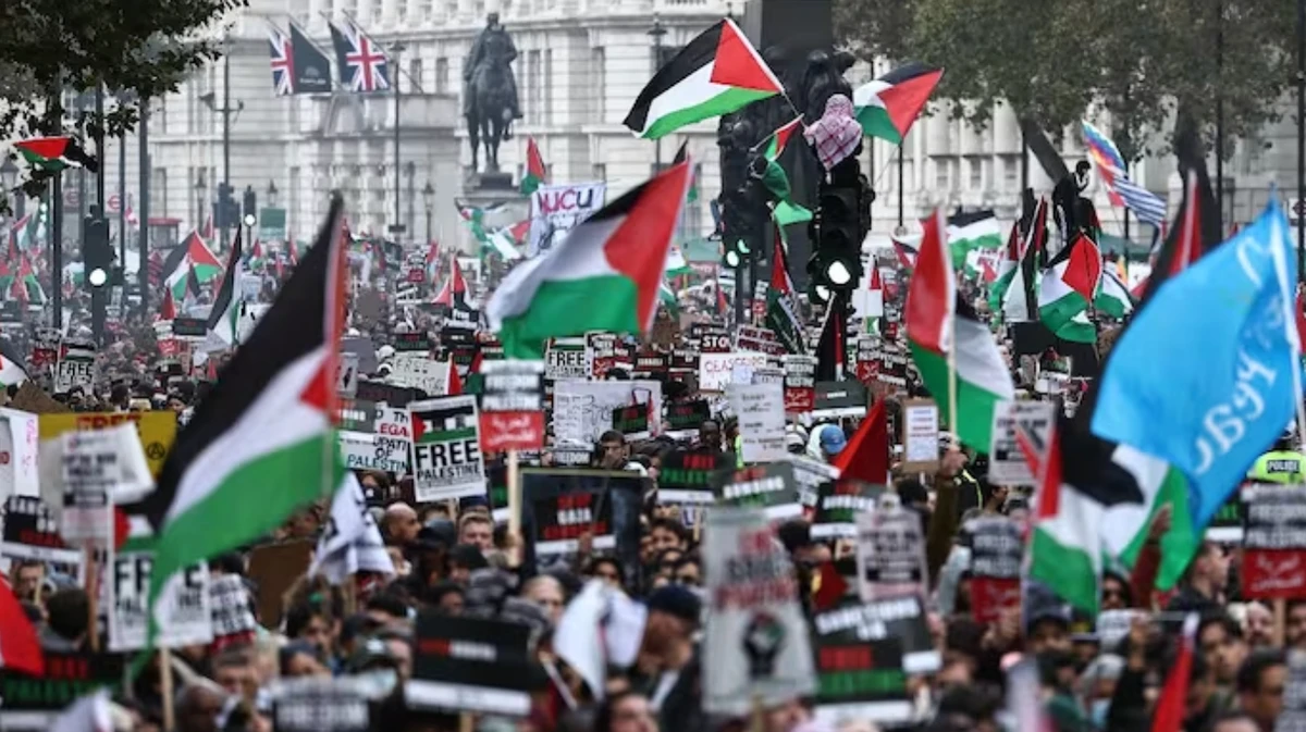 The term has caused controversy after protestors were filmed chanting it at a demonstration in central London on Saturday. (AFP)