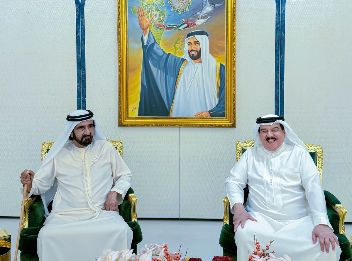 UAE PM Sheikh Mohammed bin Rashid Al-Maktoum and Bahrain’s King Hamad in Abu Dhabi. (WAM)