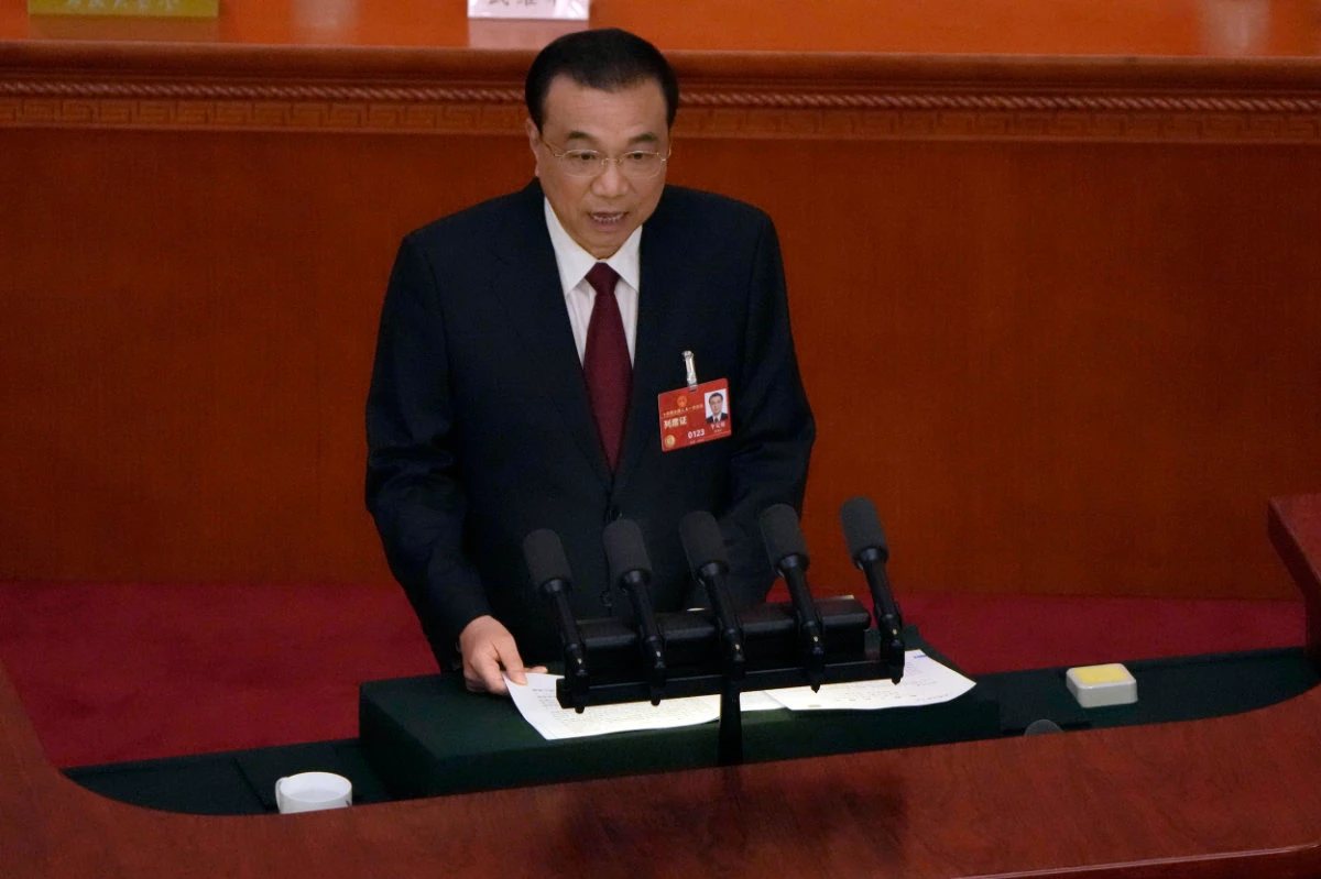 Chinese Premier Li Keqiang delivers his state of the nation address during the opening session of China's National People's Congress at the Great Hall of the People in Beijing on March 5, 2023. (AP Photo/File)
