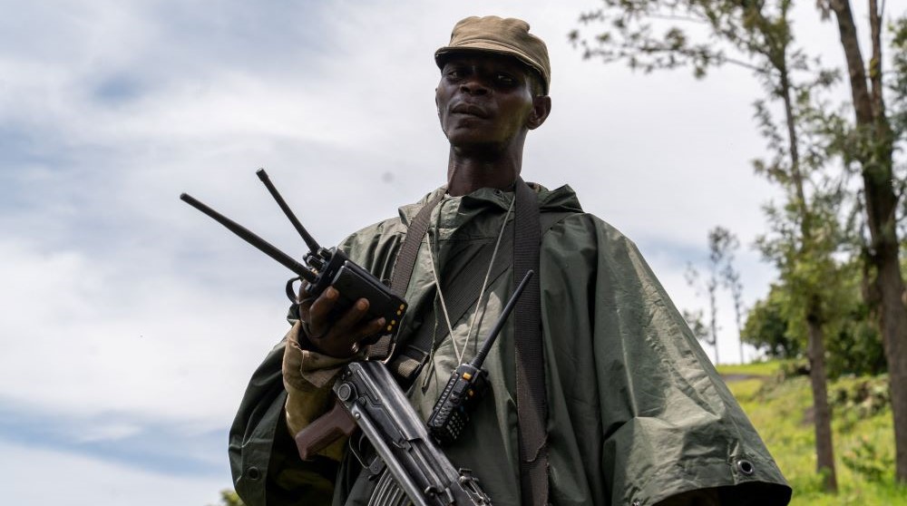 A Congolese soldier at a MONUSCO base during a field training exercise in Sake, eastern DRC, Nov. 06, 2023. (AFP)
