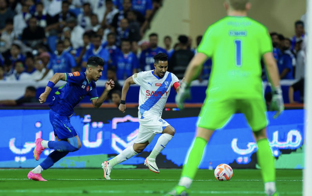 Salem Al-Dawari showed why he is the Asian Player of the Year on Friday as he led Al-Hilal to a 2-0 win at Al-Fateh. (X/@AlHilal_EN)