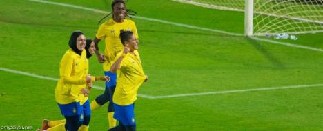Al-Nassr’s Maysa Ziad celebrates scoring the opener against Eastern Flames. (Women’s Premier League)