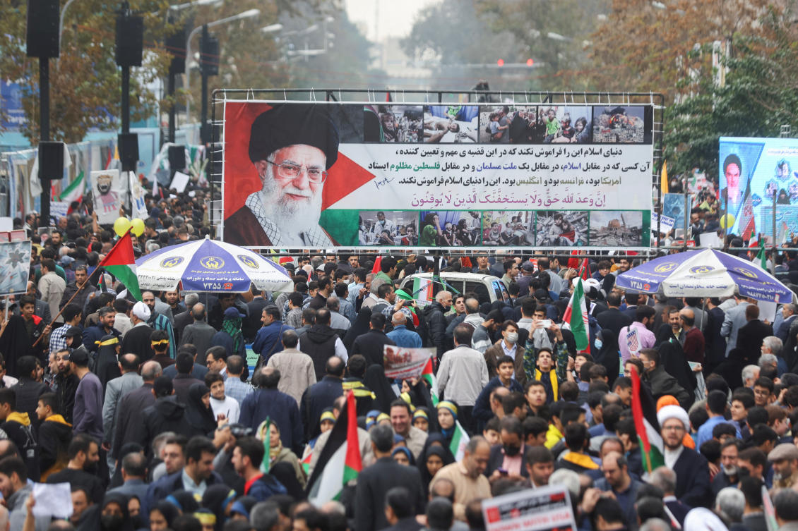 People demonstrate during the 44th anniversary of the U.S. expulsion from Iran, in Tehran, Iran November 4, 2023. (Reuters)