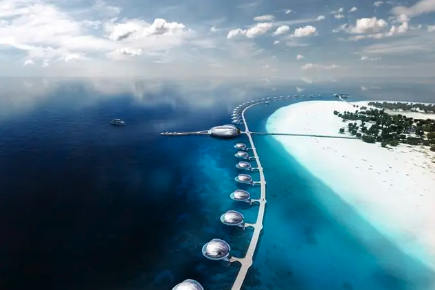 Ariel view of Sheybarah Island. Red sea Global