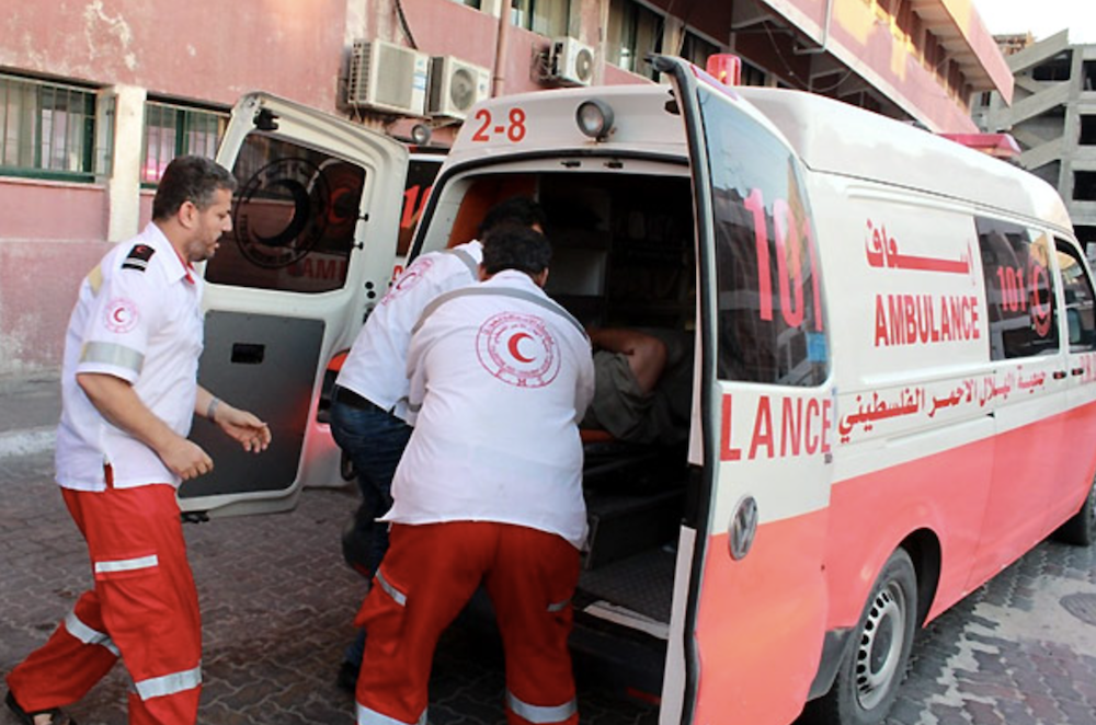 A convoy of four ambulances transporting patients from Al-Shifa hospital in Gaza arrived at the Rafah crossing on the border with Egypt on Monday. (ICRC/File Photo)