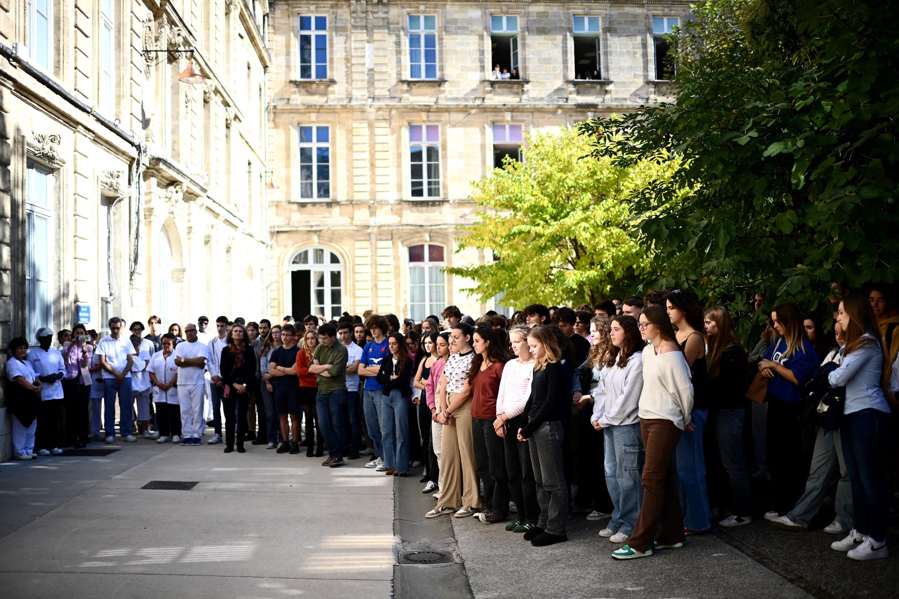 France held tribute ceremonies for Samuel Paty, the history-geography teacher who was beheaded in 2020 for showing Prophet Mohammed cartoons during lessons on freedom of expression and French teacher Dominique Bernard, 57, who was stabbed to death at the school in Arras last month (AFP)