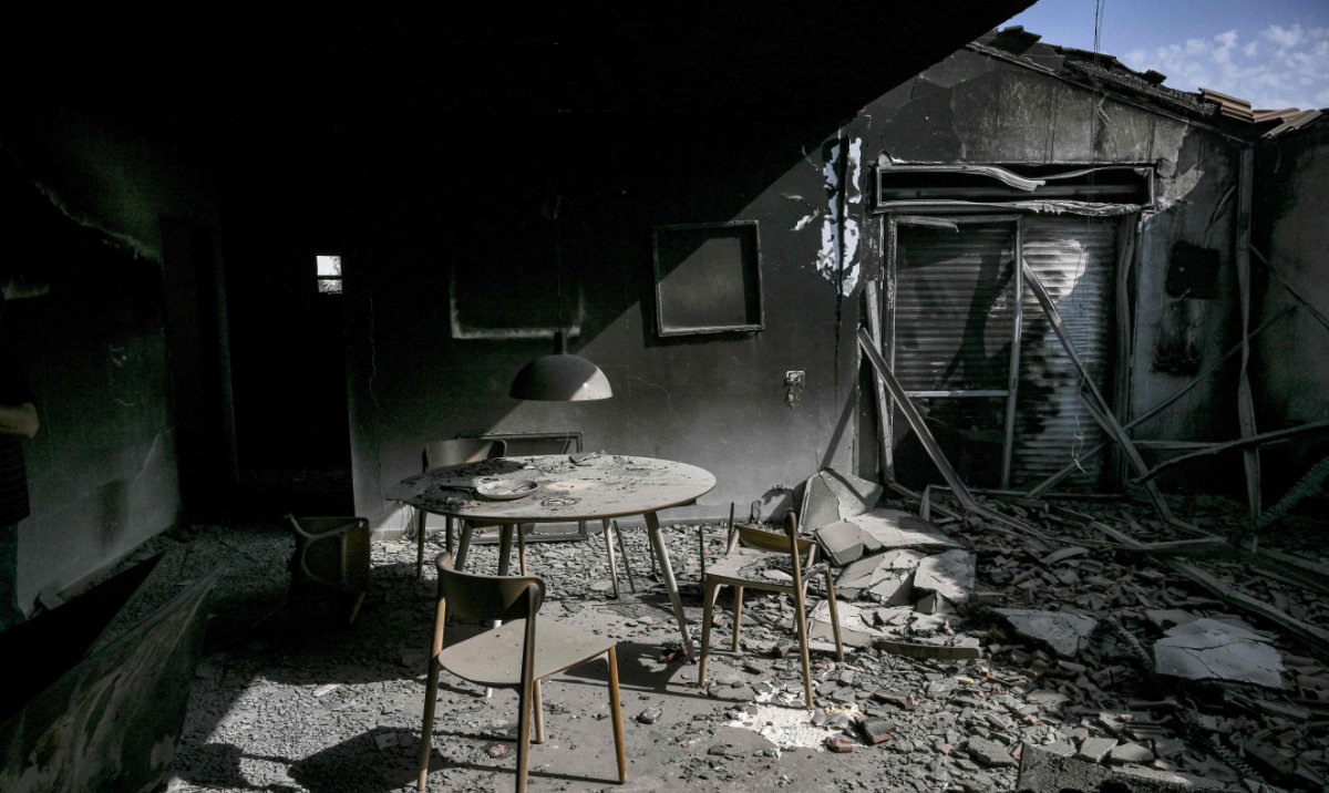 A picture shows a destroyed house in Kibbutz Beeri in southern Israel on November 5, 2023. (AFP)