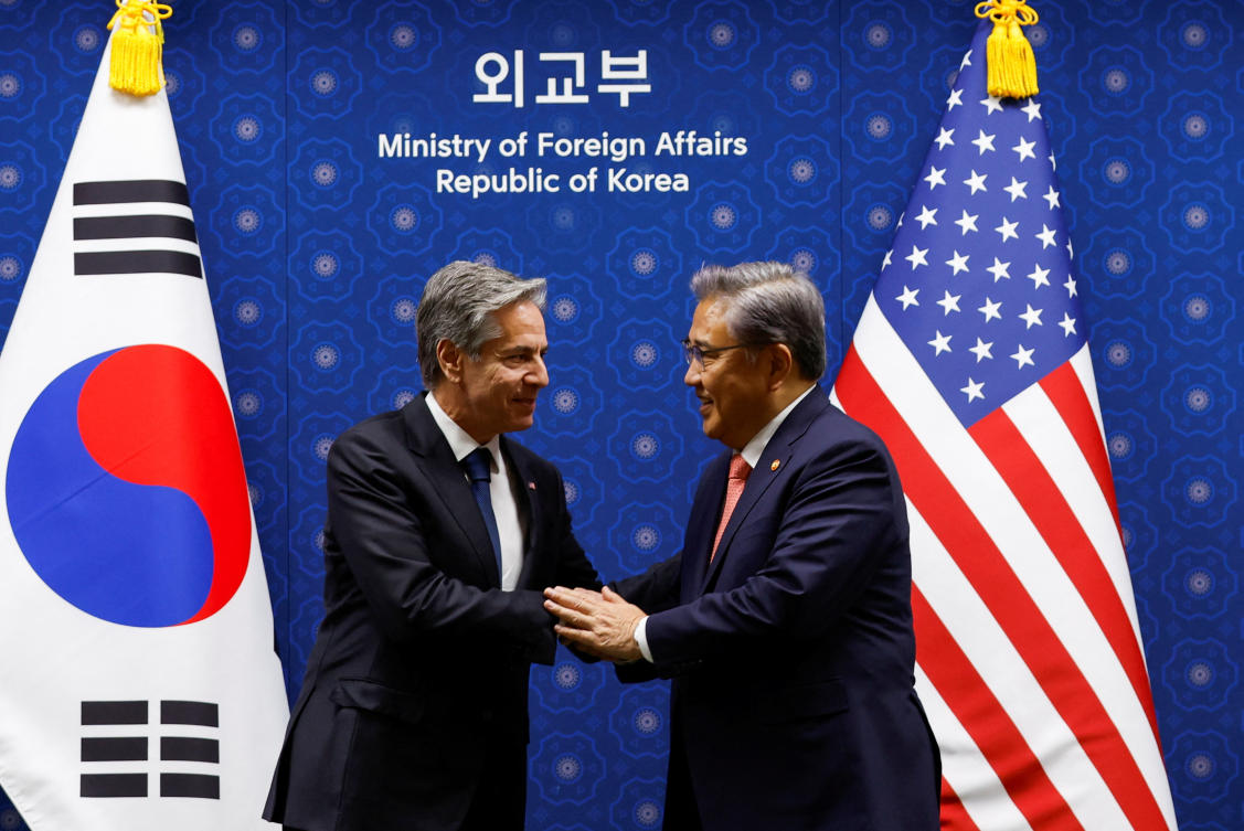 US Secretary of State Antony Blinken meets with South Korean Foreign Minister Park Jin at the Ministry of Foreign Affairs in Seoul. (Reuters)