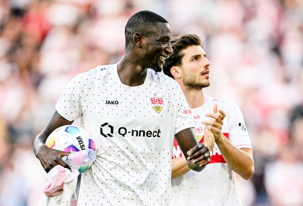 Record-breaking Stuttgart striker Serhou Guirassy said England captain Harry Kane's arrival in Germany has "pushed a lot of strikers in the Bundesliga to raise their level to try and compete with him". (X/@Guirassy_19)