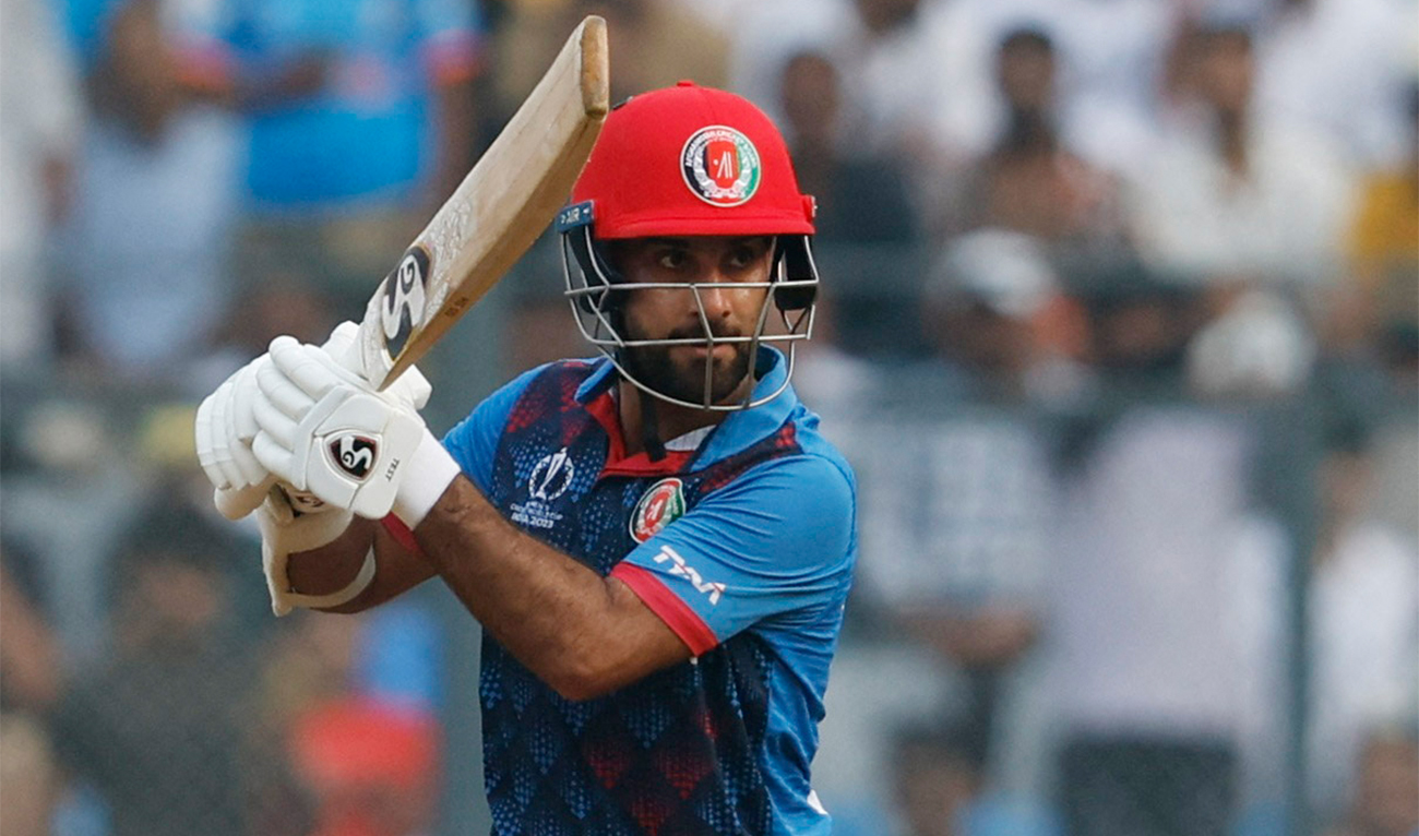 Afghanistan's Hashmatullah Shahidi in action during Australia v Afghanistan match at Wankhede Stadium, in Mumbai, India on November 7, 2023. (REUTERS)