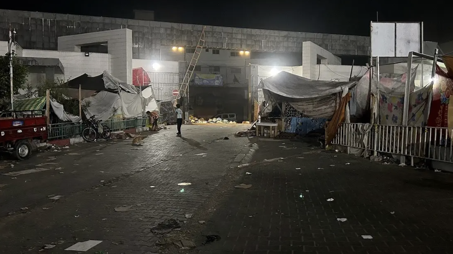 A picture shows a view of the exterior of Al-Shifa hospital in Gaza City on November 10, 2023, amid ongoing battles between Israel and Hamas. (AFP)