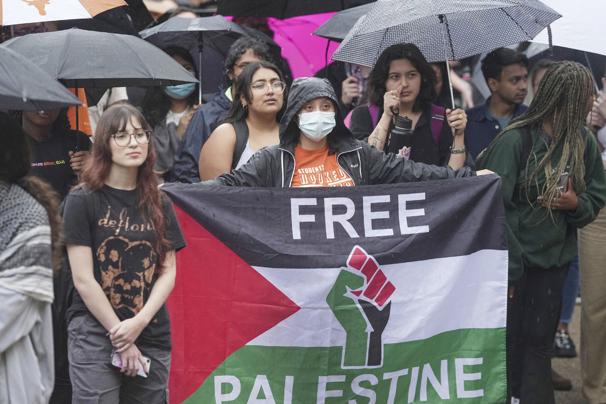 Thousands of University of Texas students demonstrate in support of Palestinians in front of Gregory Gymnasium and the UT Tower on campus on Friday, Nov. 10, 2023 in Austin, Texas. (AP)