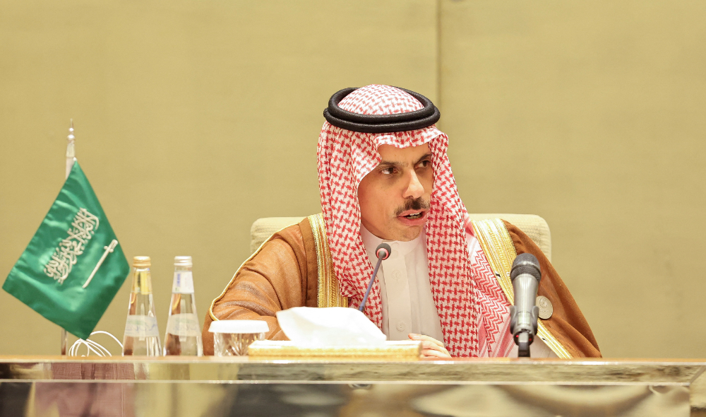 Saudi Arabia's Foreign Minister Prince Faisal bin Farhan at during the Organisation of Islamic Cooperation (OIC) summit to discuss Gaza crisis, in Riyadh, Saudi Arabia. (Reuters)