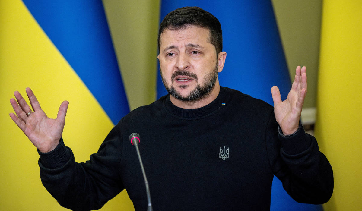 Ukrainian President Volodymyr Zelenskiy attends a joint press conference with European Commission President Ursula von der Leyen (not pictured), amid Russia's attack on Ukraine, in Kyiv, Ukraine November 4, 2023. (REUTERS)