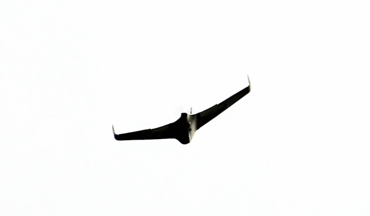 An Iranian-made drone, operated by Hezbollah, flies near Lebanon's southern border with northern Israel on November 11, 2023, amid the ongoing battles between Israel and the Palestinian group Hamas. (AFP)