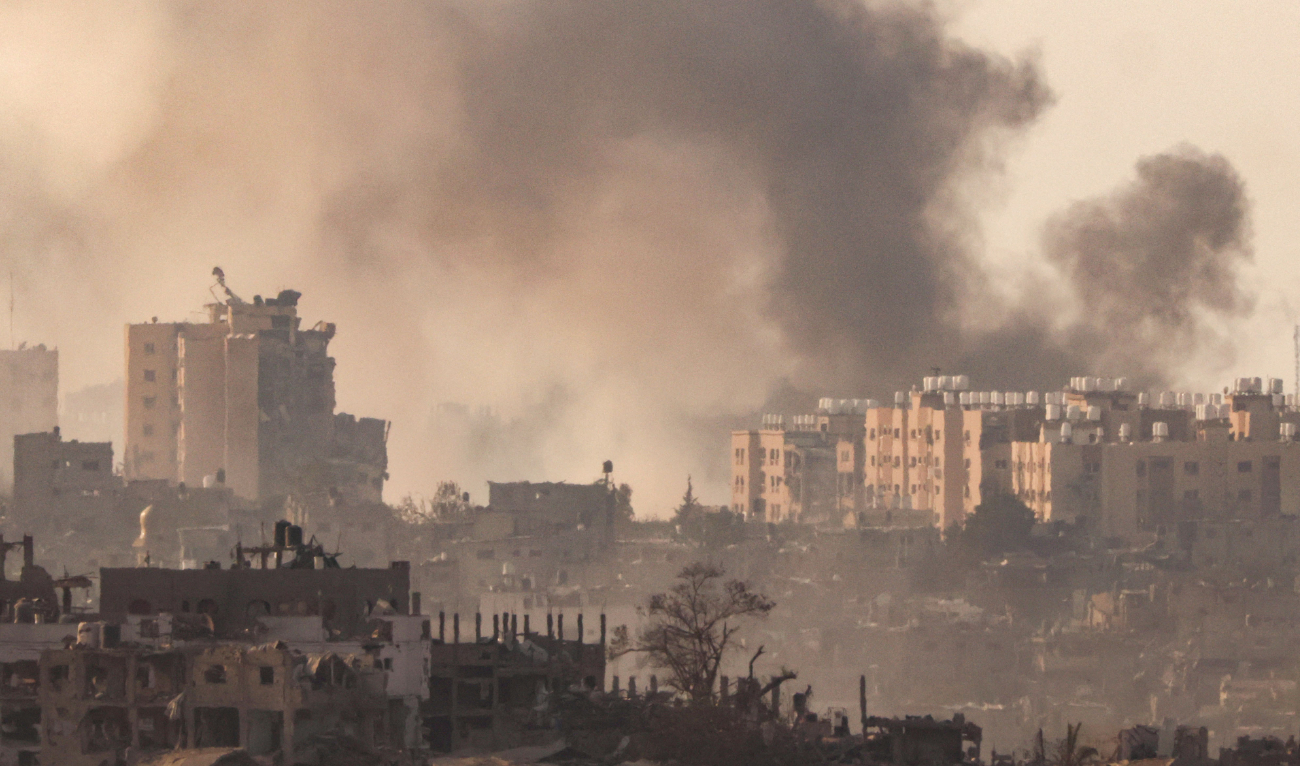 This picture taken on November 13, 2023 from a position along the border with the Gaza Strip in southern Israel shows smoke erupting amid ongoing battles between Israel and the Palestinian Hamas movement. (AFP)